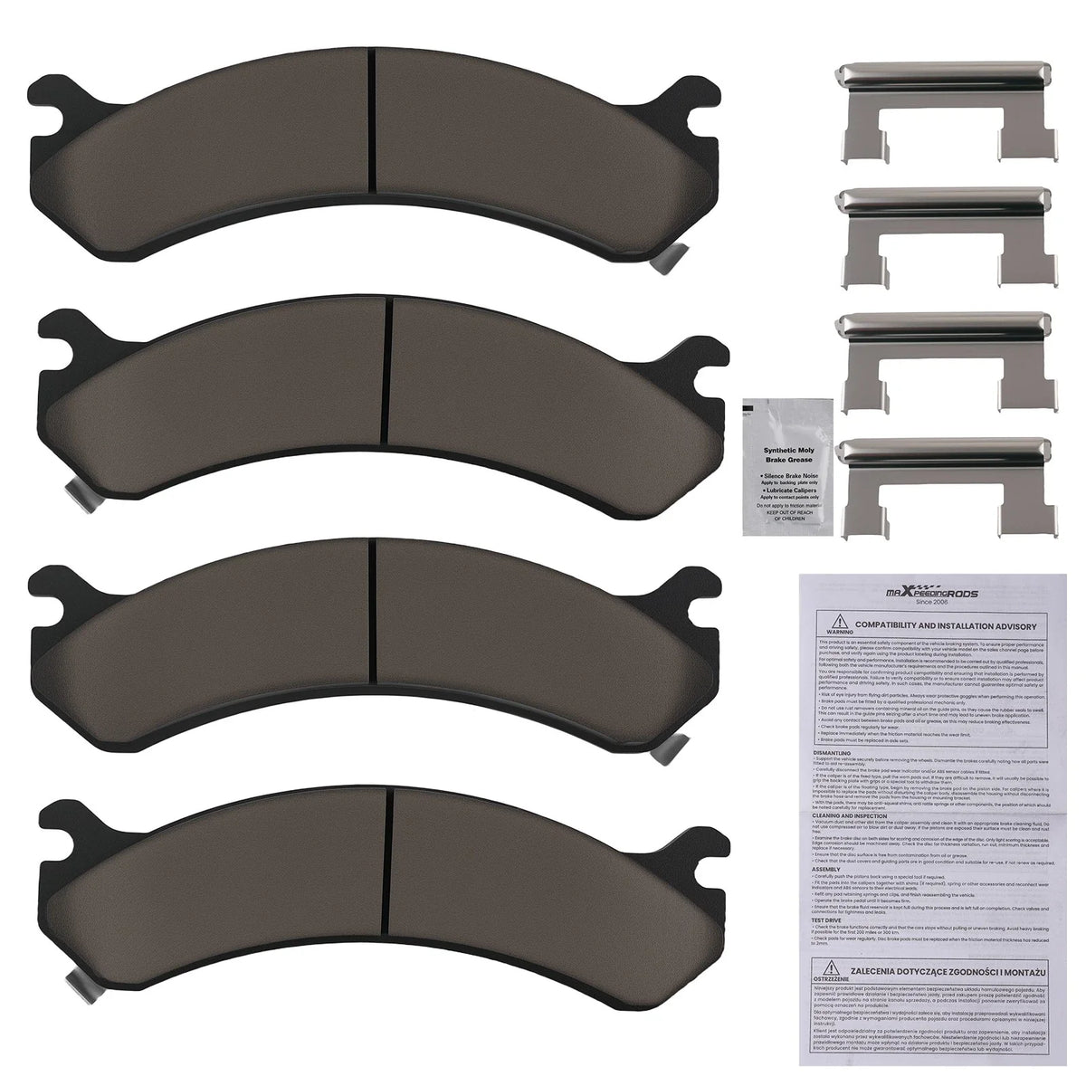 Set of 4 Front Ceramic Brake Pads for Chevrolet Avalanche, Express, Silverado (D784)