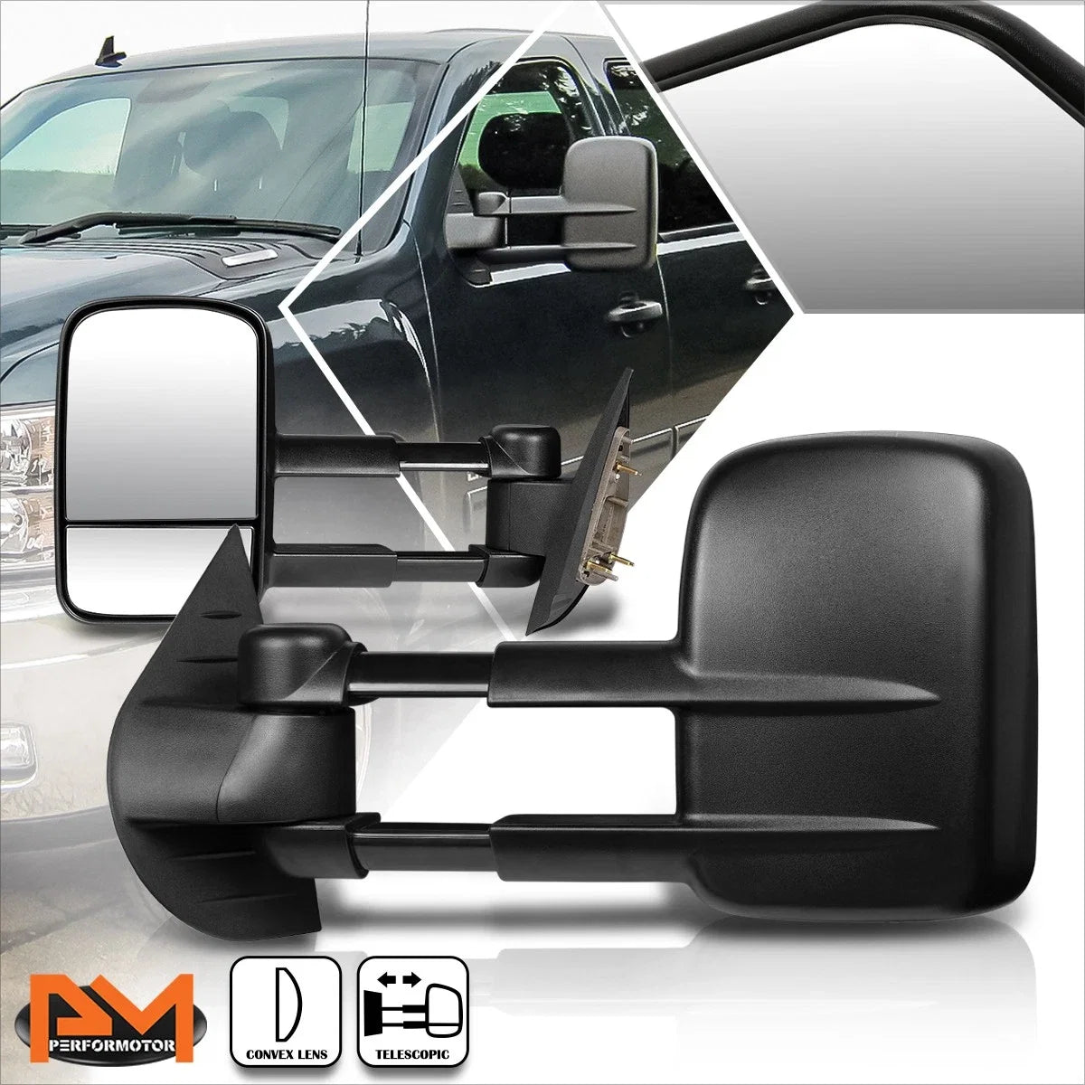 Set of 2 Manual Telescoping Towing Mirrors for Avalanche/Tahoe/Escalade (2007–2013)