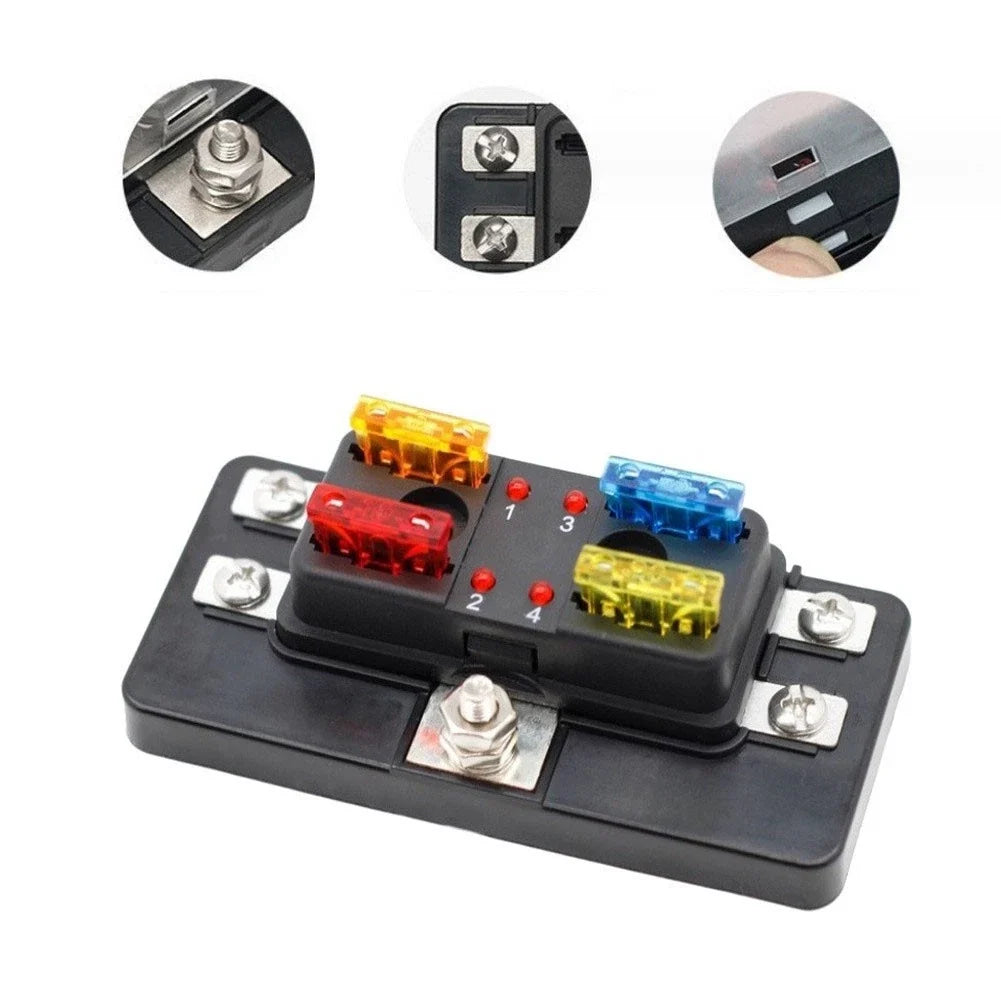 4 Way Marine Fuse Box Holder for Car Boat Electrical System Wiring