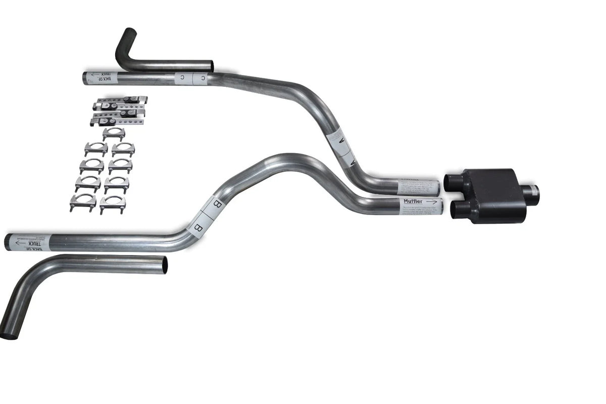 2.5" Dual Exhaust Kit for Dodge Dakota (1997–2005) - 1 Chamber Muffler, Side Exit