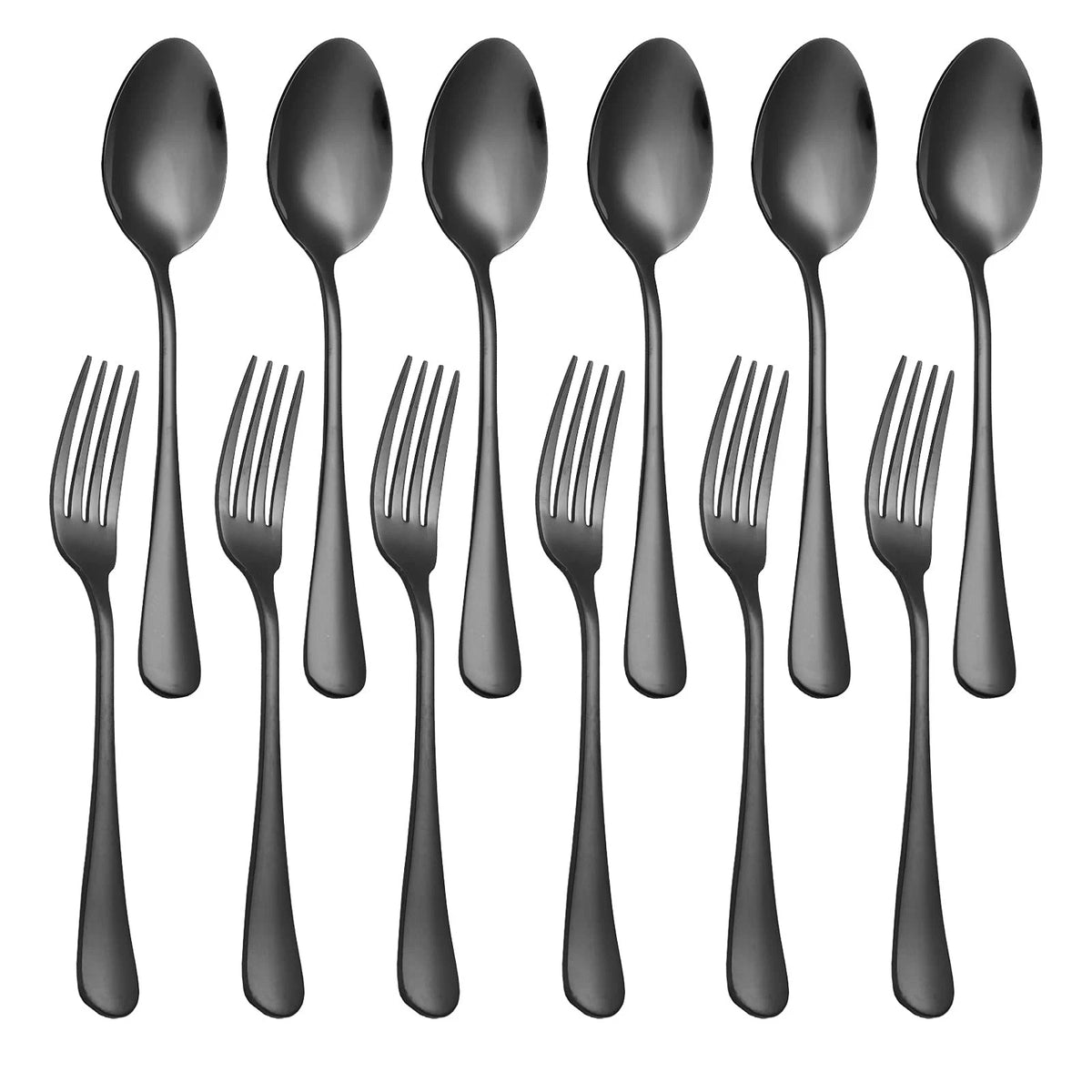 Set of 12 Stainless Steel Dinner Forks and Spoons Silverware