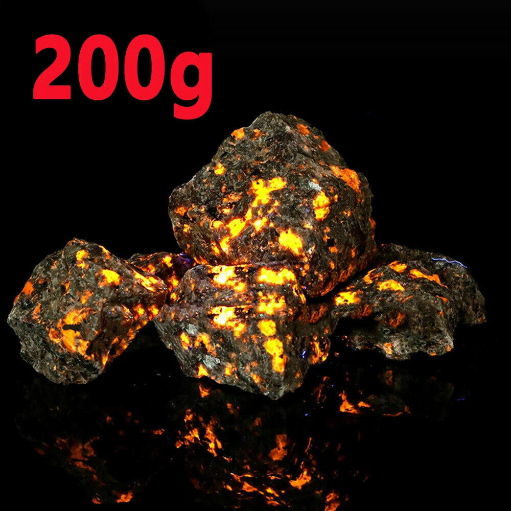 200g Rare Natural Yooperlite Flame Fire Stone Crystal Reiki
