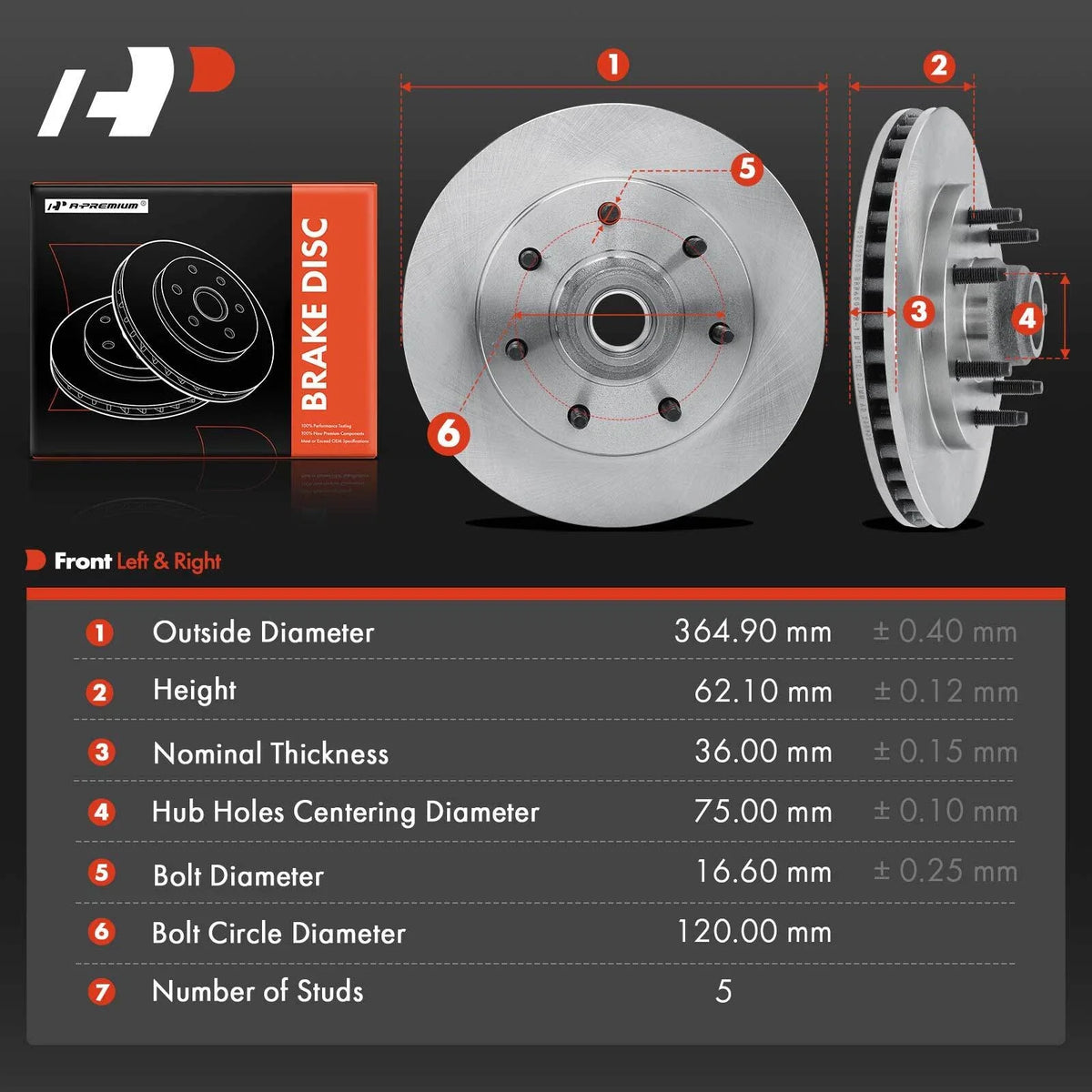 Front Disc Brake Rotors for Ford F-150 F-250 (1997–2003)