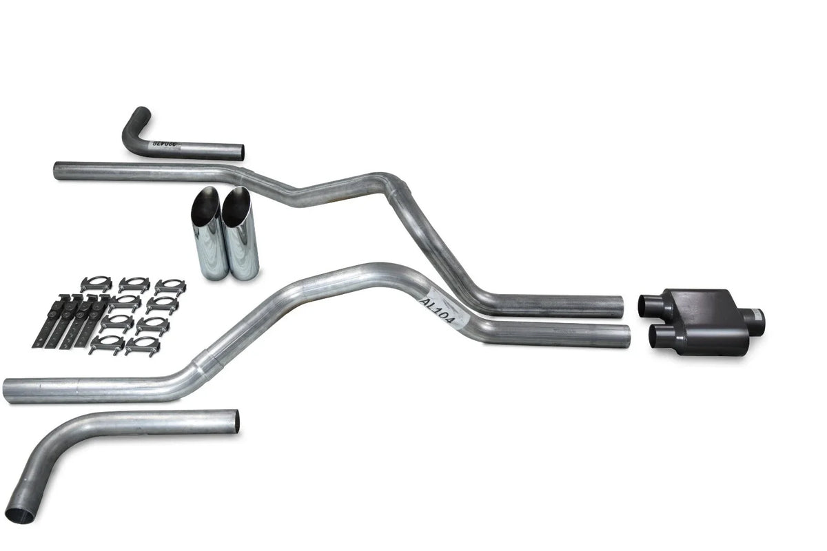 2.5" Dual Exhaust Kit for Dodge Ram 1500 (2009–2018) - 1 Chamber Slash Tips