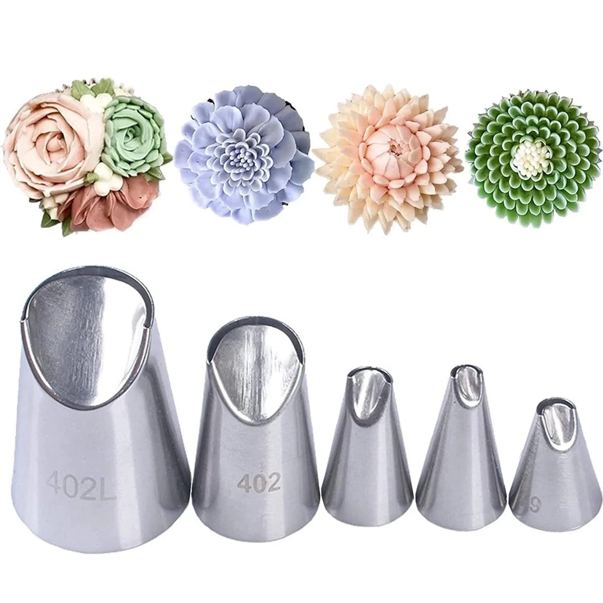Set of 4 Piping Tips for Cake Decorating (Universal Fit)