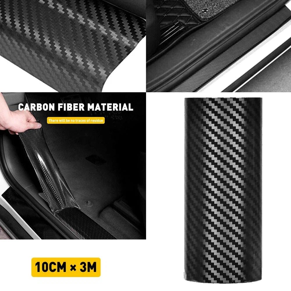 4ft Carbon Fiber Door Sill Protector Tape for Universal Vehicles
