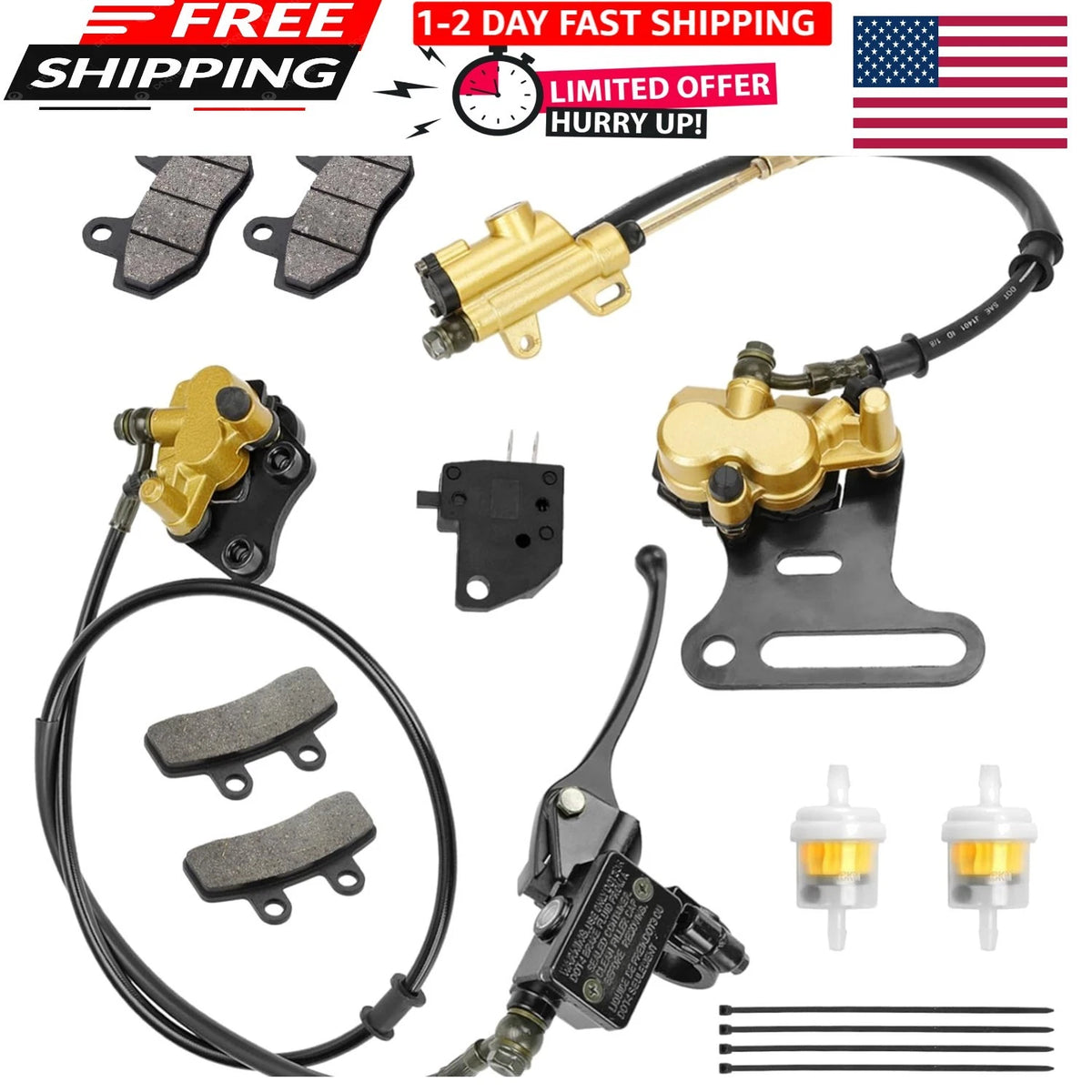 Hydraulic Front & Rear Brake Assembly for Pit Bikes (SSR, Tao Tao, Coolster)