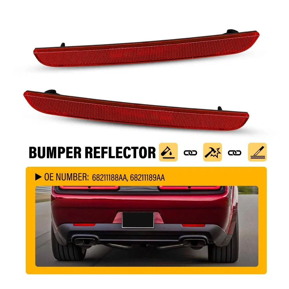 2X Red Rear Bumper Reflectors for Dodge Challenger (2015–2022) EPY