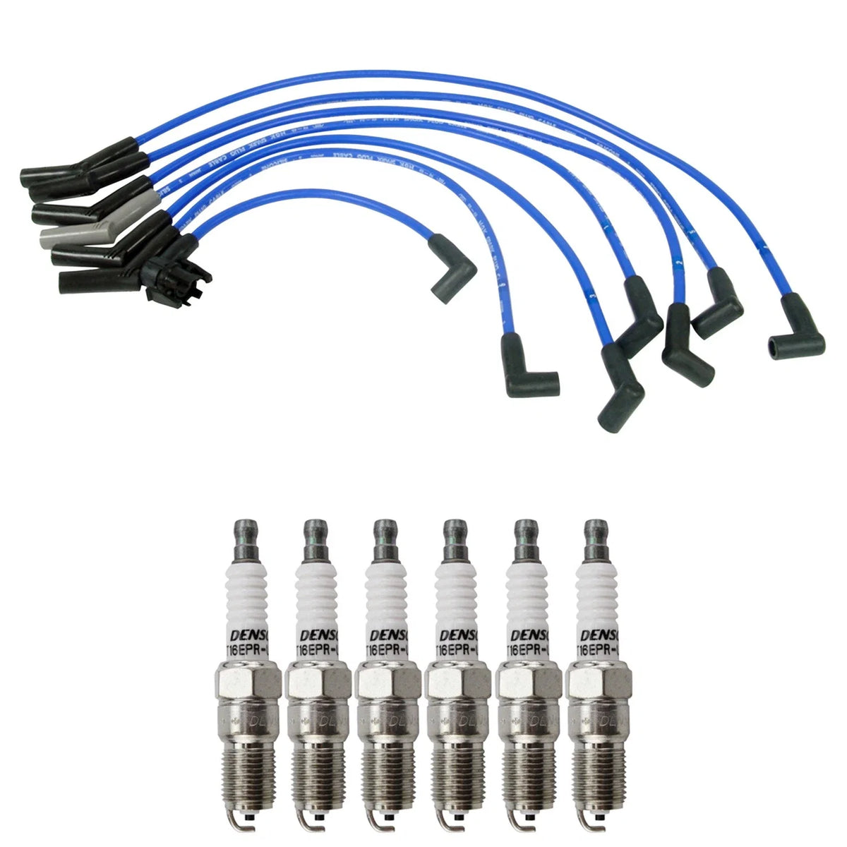 NGK Wire Set & Denso Spark Plugs Kit for Aerostar Ranger Taurus (V6)