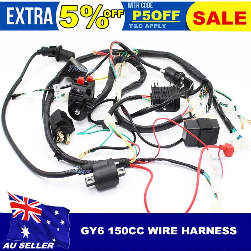 Wiring Harness for GY6 125cc 150cc ATV Scooter (Stator Solenoid)