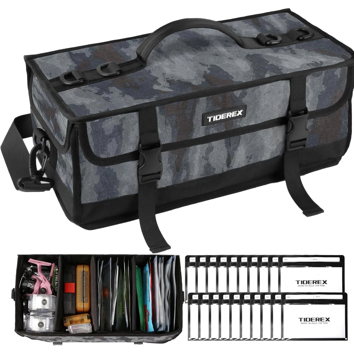 Large Fishing Tackle Bag for Soft Plastic Baits Storage (20PCS)