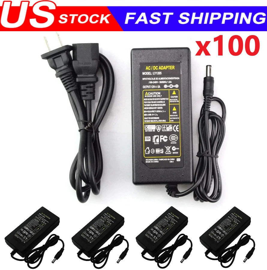 12V 5A Power Supply Adapter for LED Strip CCTV PC (2010–2023)