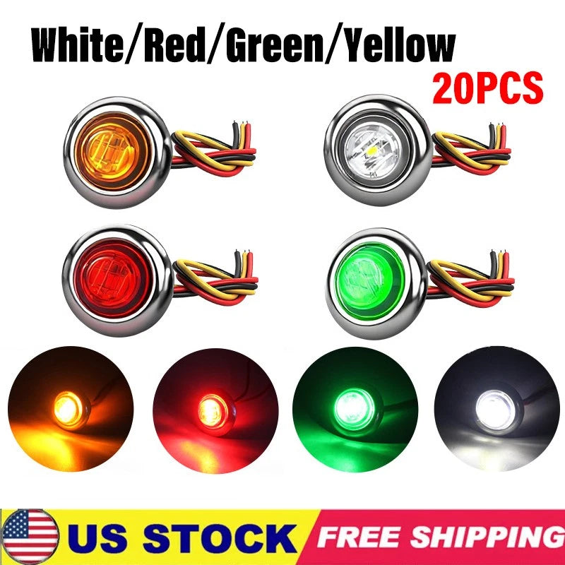 20PCS Dual Function LED Strobe/Steady Marker Lights 12/24V