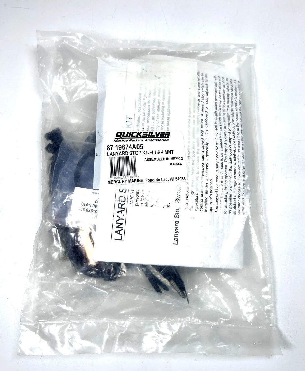 Marine Flush Mount Lanyard Stop Switch Kit for Quicksilver (87-19674A05)