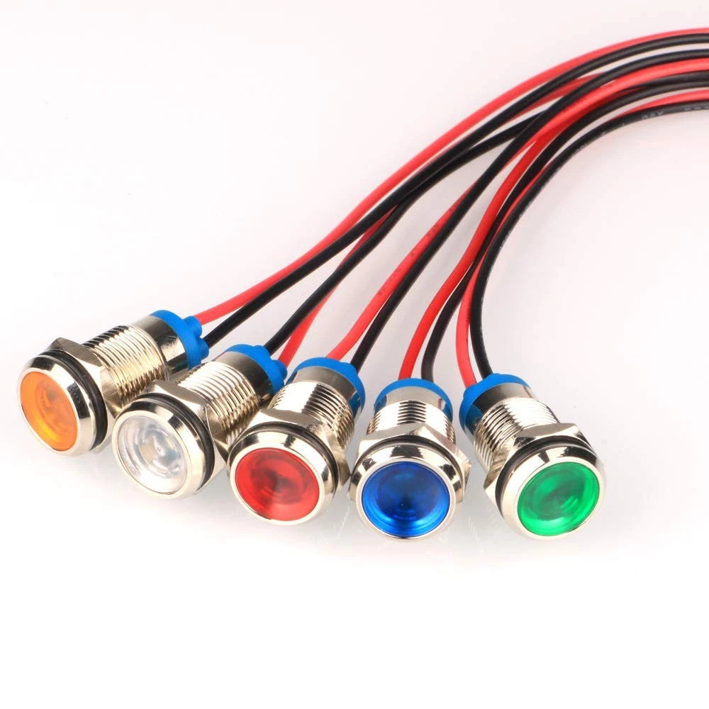 5pcs 10mm LED Metal Lights for AC/DC 12-24V Vehicles