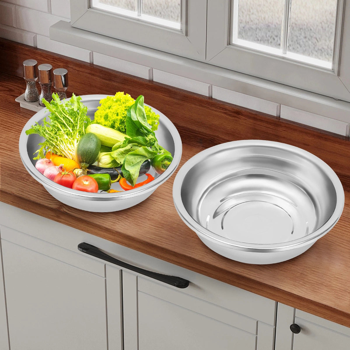 2X Stainless Steel Mixing Bowls for Extra Large Salad Basin