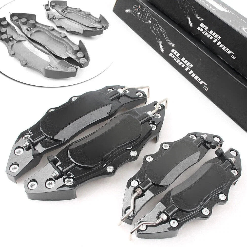 3D Metal Brake Caliper Covers Set of 4 Universal Front & Rear Black