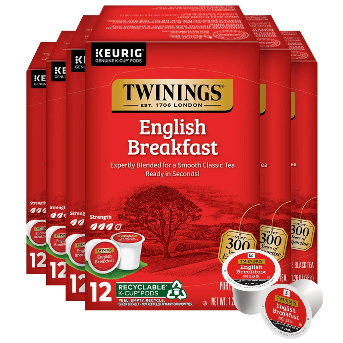 72 K-Cup Pods for English Breakfast Tea (Pack of 6)