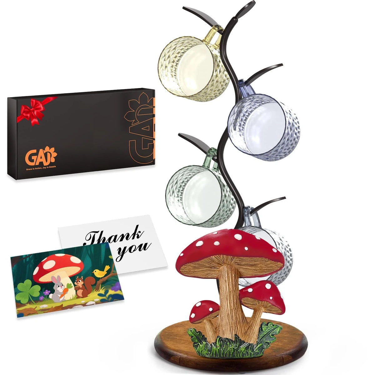 Mushroom Mug Tree Coffee Cup Holder for Countertop Decor