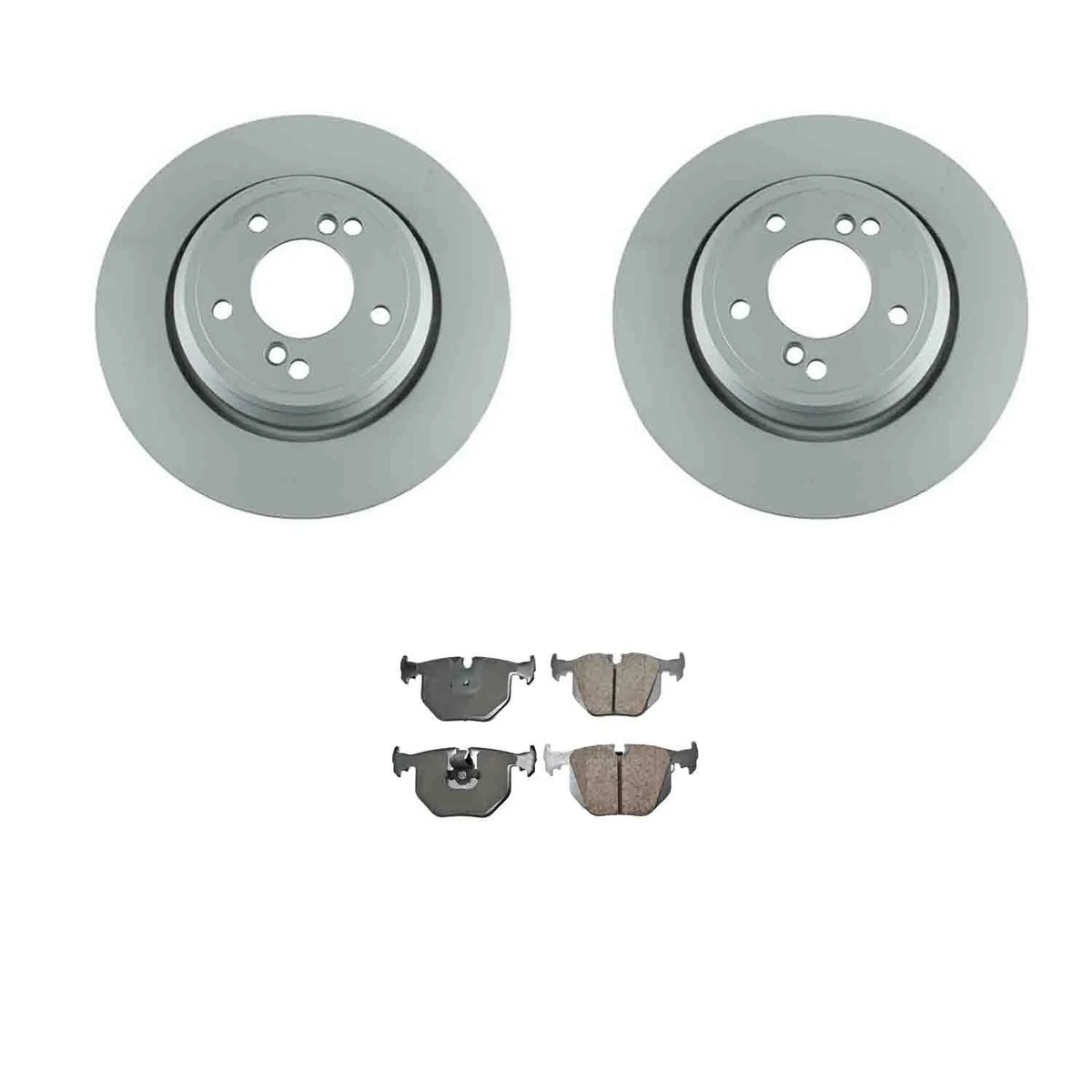 Set of 2 Rear Rotors & Akebono Brake Pads for BMW E39 M5 E46 M3 RWD