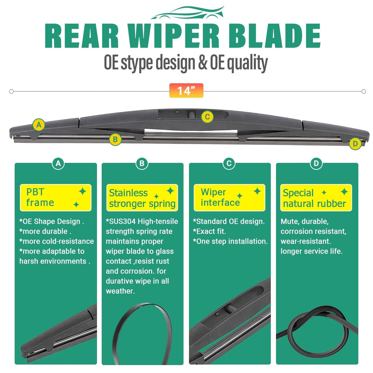 Set of 2 Windshield Wiper Blades for Mazda 3 (2019–2021)