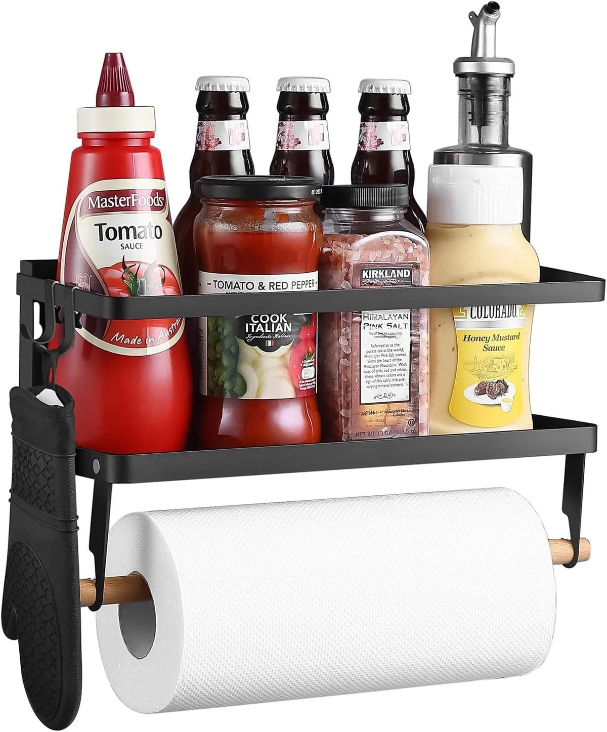 Magnetic Paper Towel Holder & Shelf for Universal Use (2-in-1, Wall Mount)