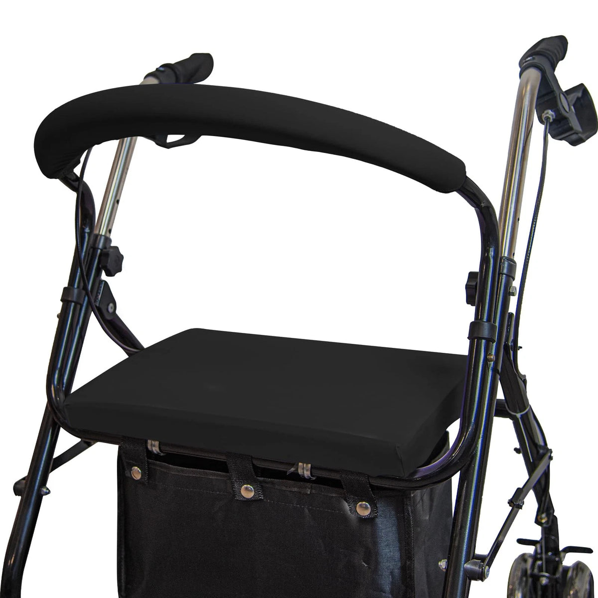 Set of 2 Rollator Walker Seat & Backrest Covers - Adjustable Black