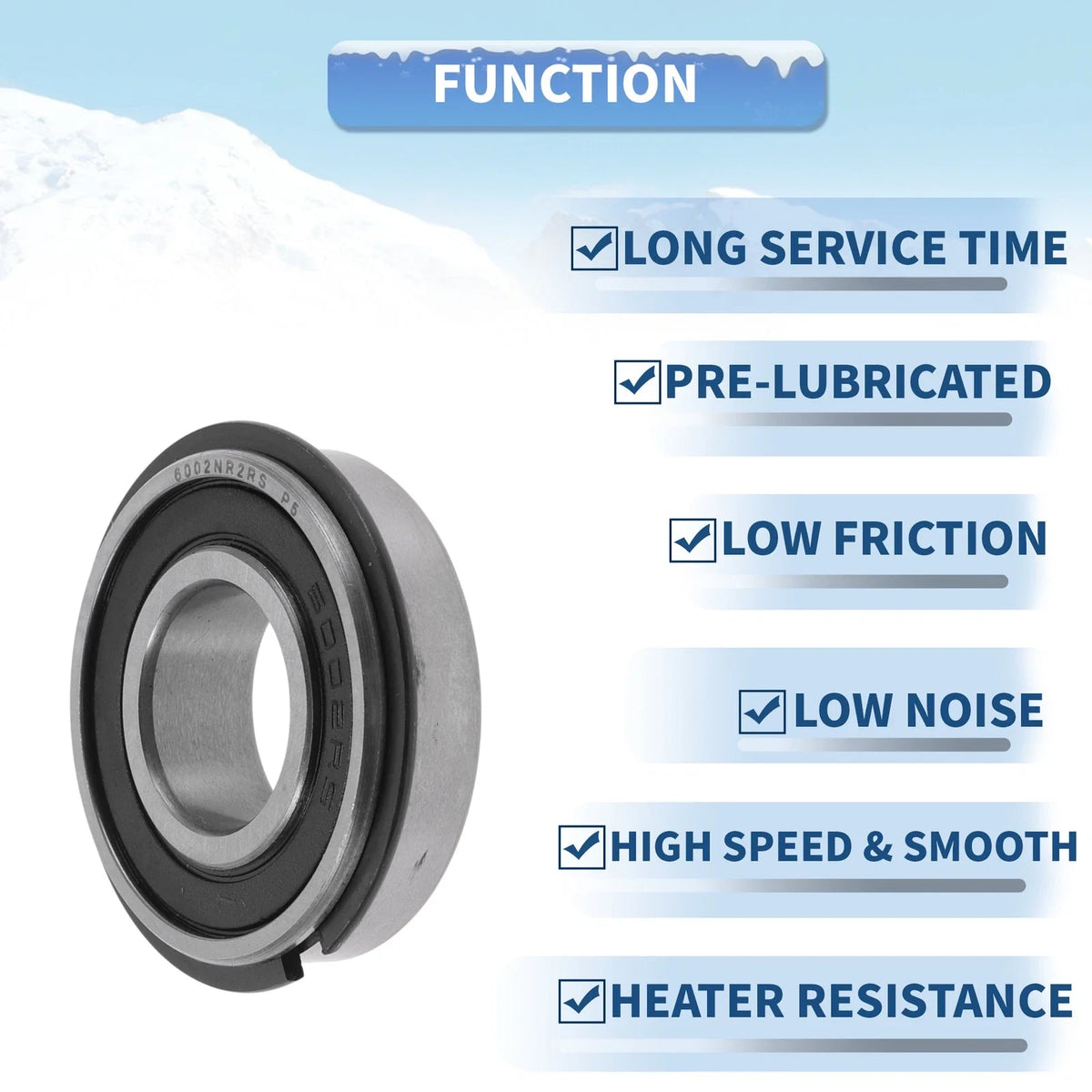 Deep Groove Ball Bearing 6002NR2RS for Scooter Skateboard (15x32x9mm)