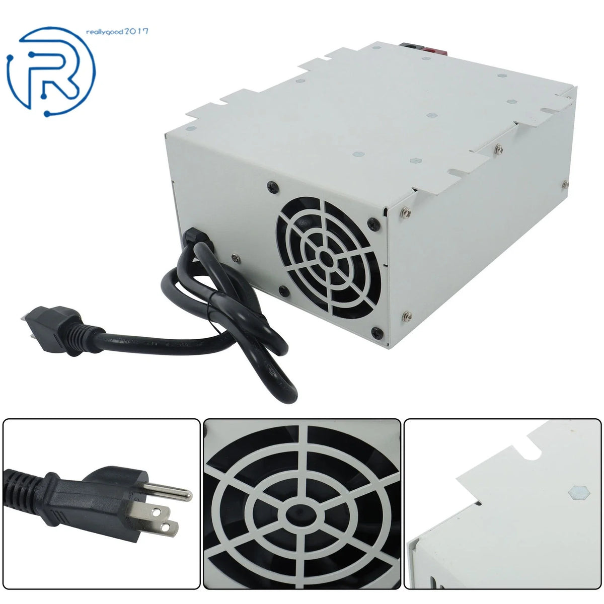 60 Amp Power Converter Battery Charger with LED Light and Internal Fan