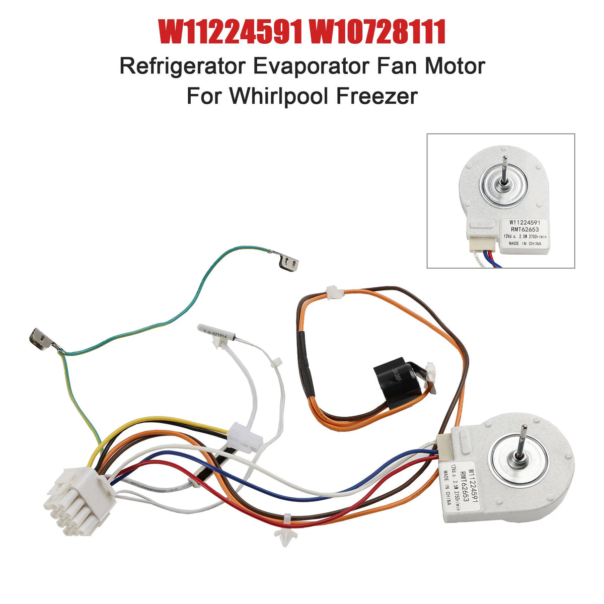 Refrigerator Evaporator Fan Motor for Freezer W11224591