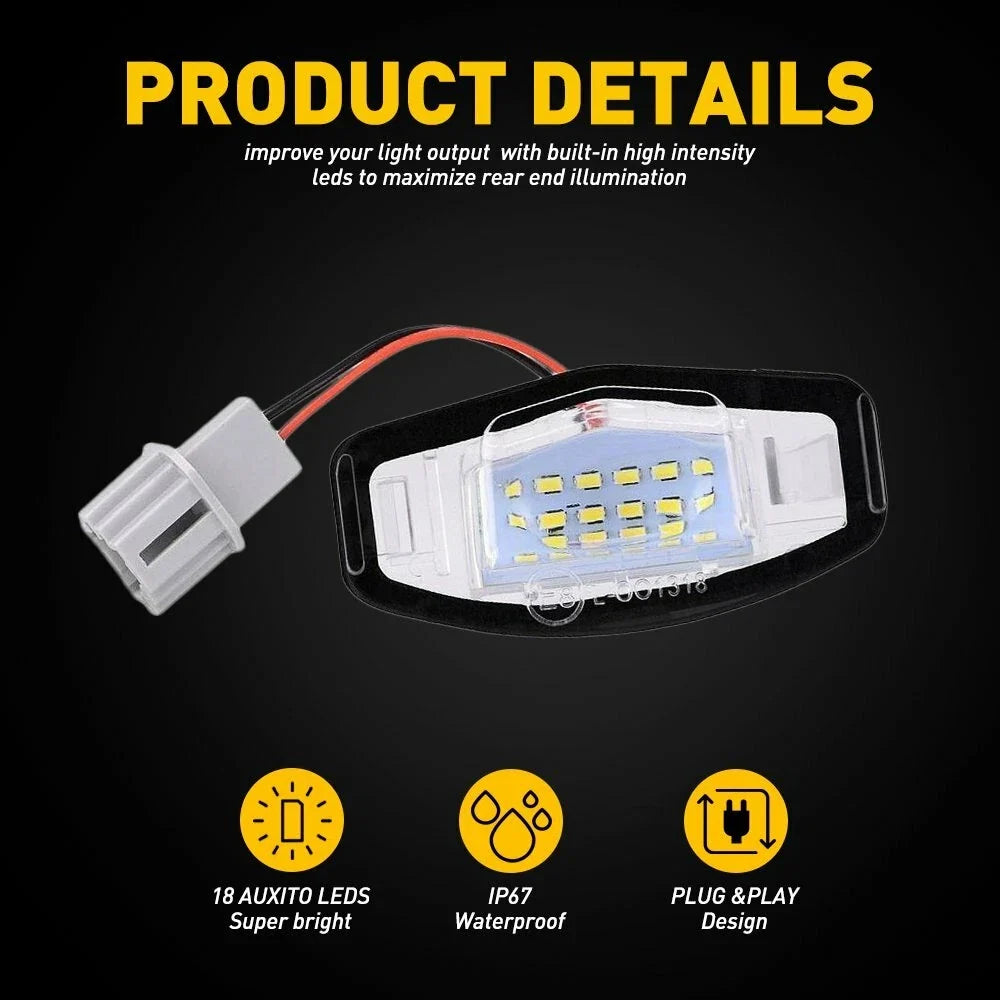 2X White LED License Plate Light for Honda Civic Accord Odyssey (2001–2023)