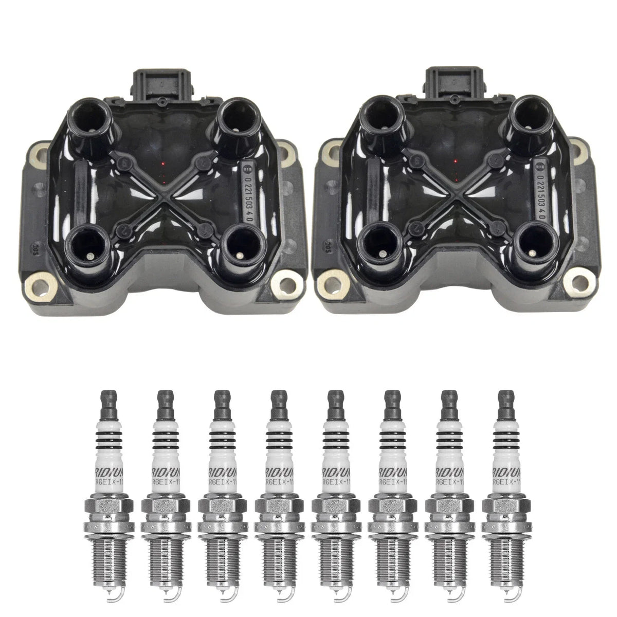Set of 2 Ignition Coils & 8 NGK Iridium IX Spark Plugs for Land Rover Discovery V8 (1999–2004)
