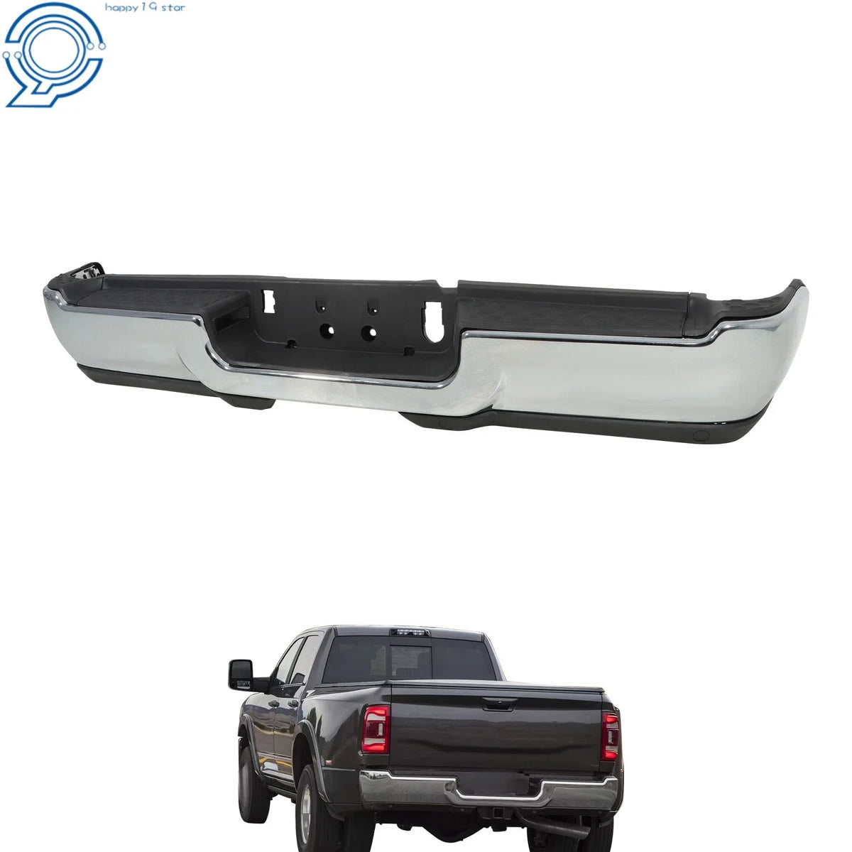 Rear Step Bumper Assembly Chrome Steel for RAM 2500 3500 Pickup (2019–2024)