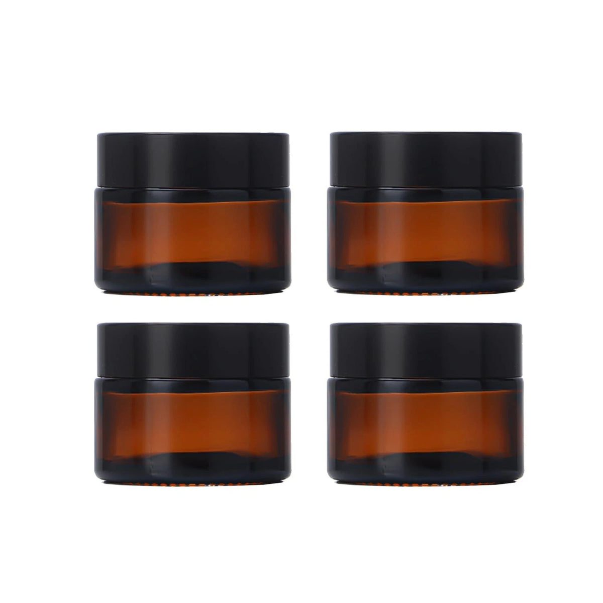 Set of 4 Round Amber Glass Jars 0.5Oz for Cosmetic Samples