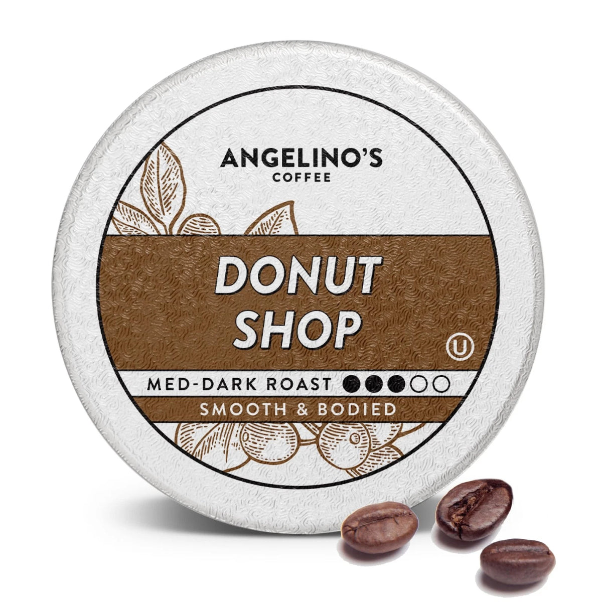96 Count Smooth Medium-Dark Coffee Pods for Angelino's Donut Shop