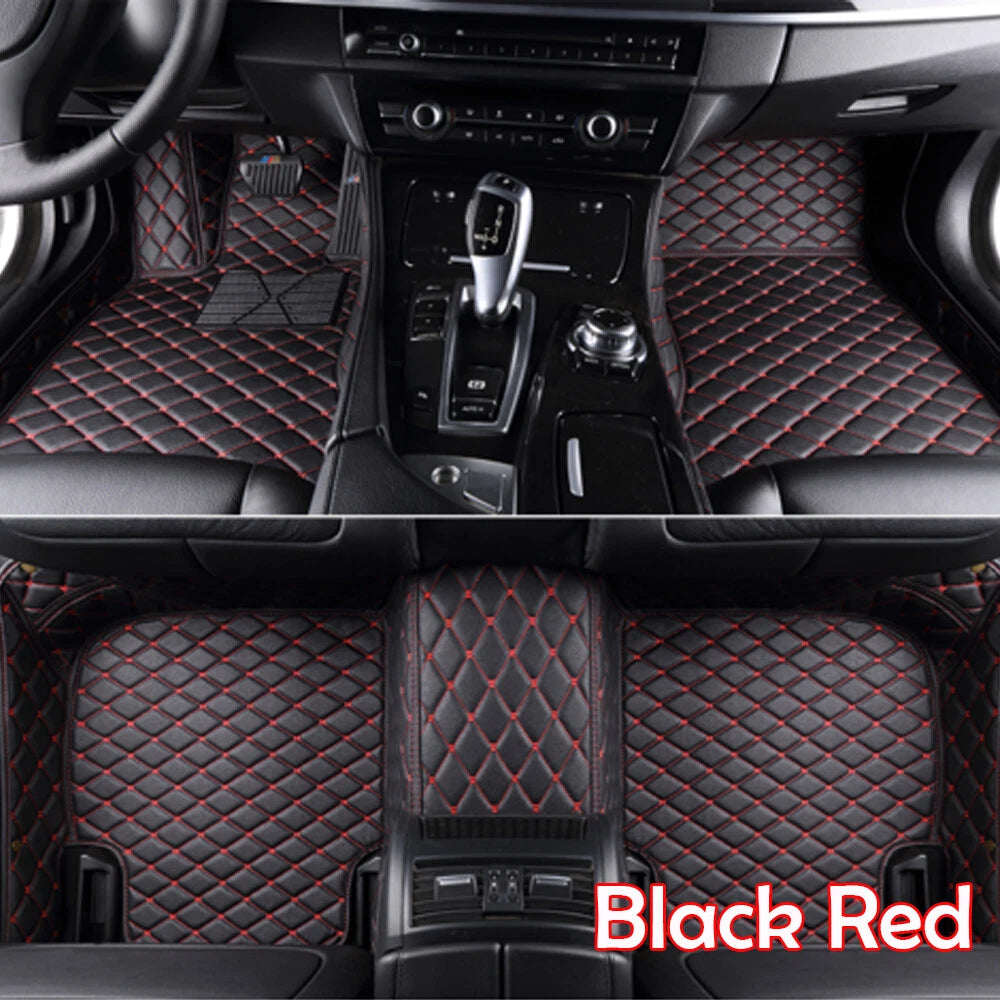 Set of 4 Waterproof Floor Mats for BMW 5 Series F10 E60 (2004–2017) Black+Red