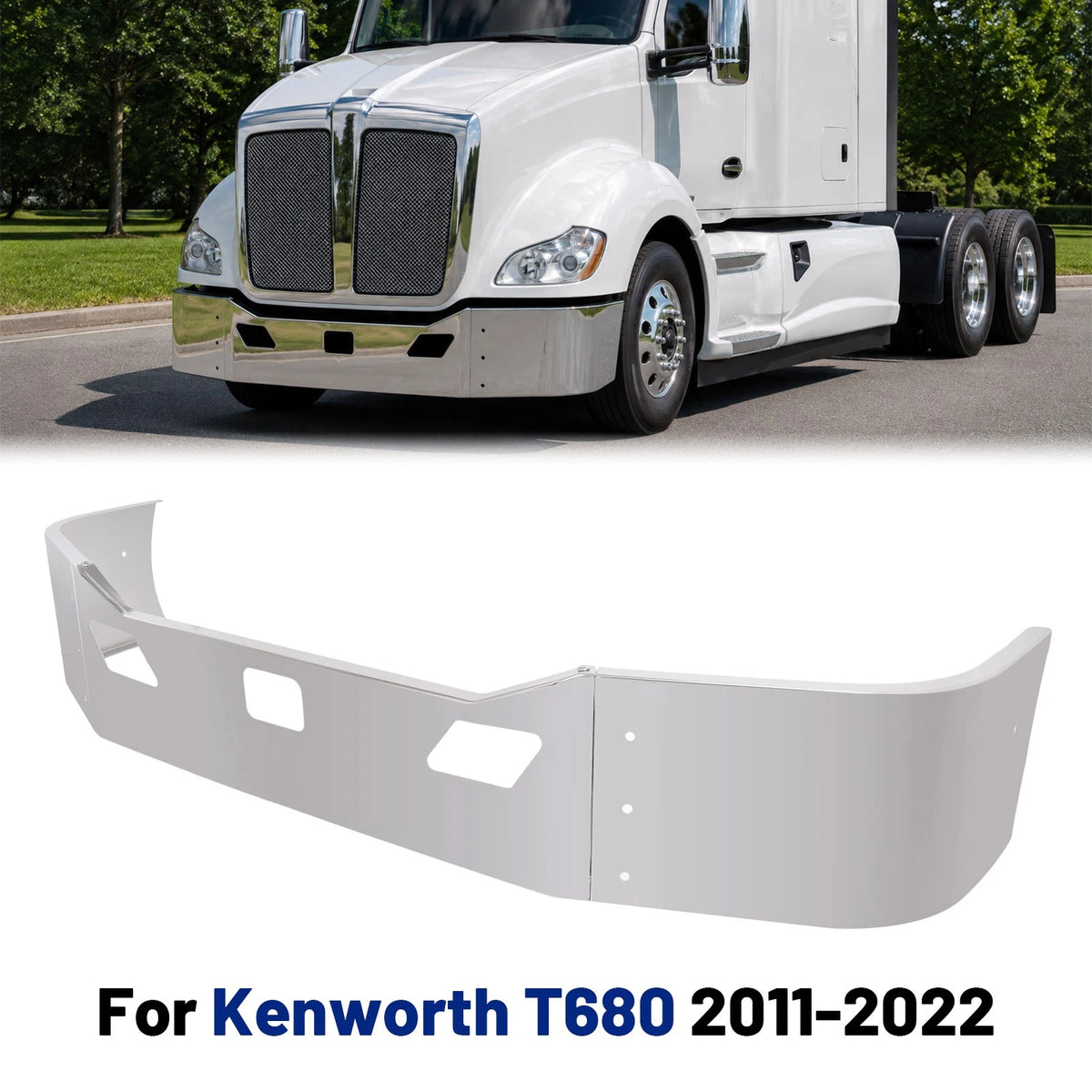 Chrome Front Bumper for Kenworth T680 (2011–2022) CON-A000000190