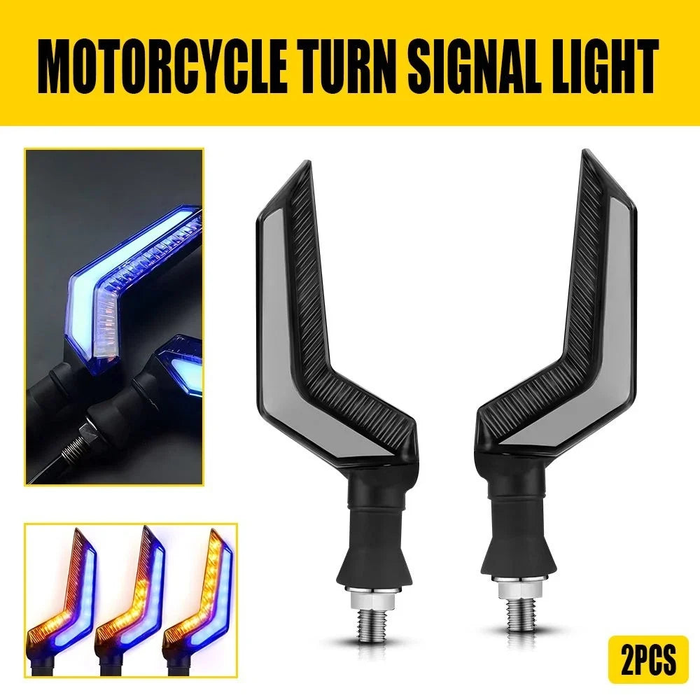 2X Waterproof 12V LED Turn Signal Light for Motorcycle (Amber/Blue)