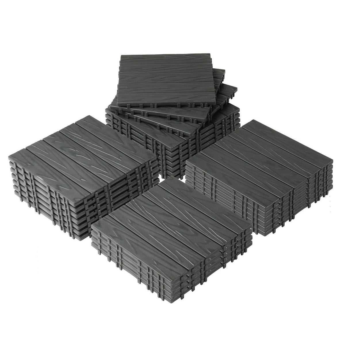 27 Pcs Interlocking Plastic Patio Deck Tiles 12" x 12" Indoor & Outdoor