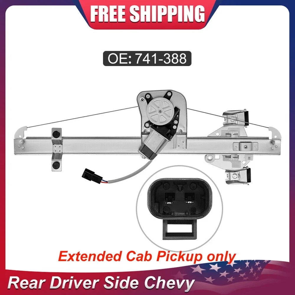Rear Left Power Window Regulator w/ Motor for Chevrolet Silverado 1500 (2009–2013)
