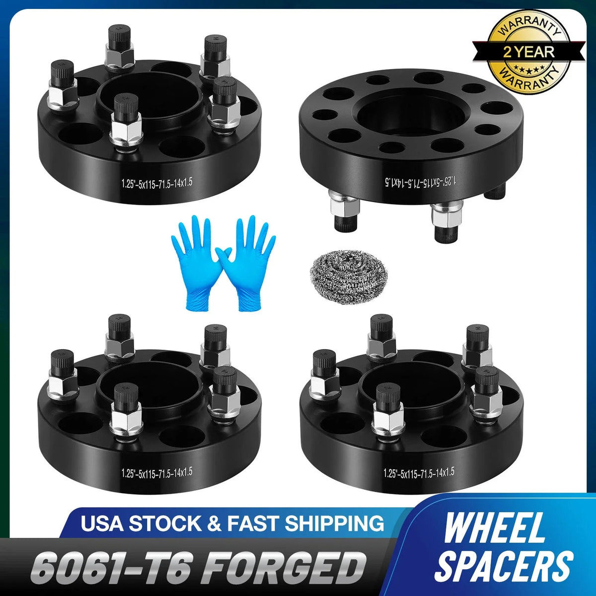 4X 1.25" 5x115 Hub Centric Wheel Spacers for Dodge Challenger (2008–2023)