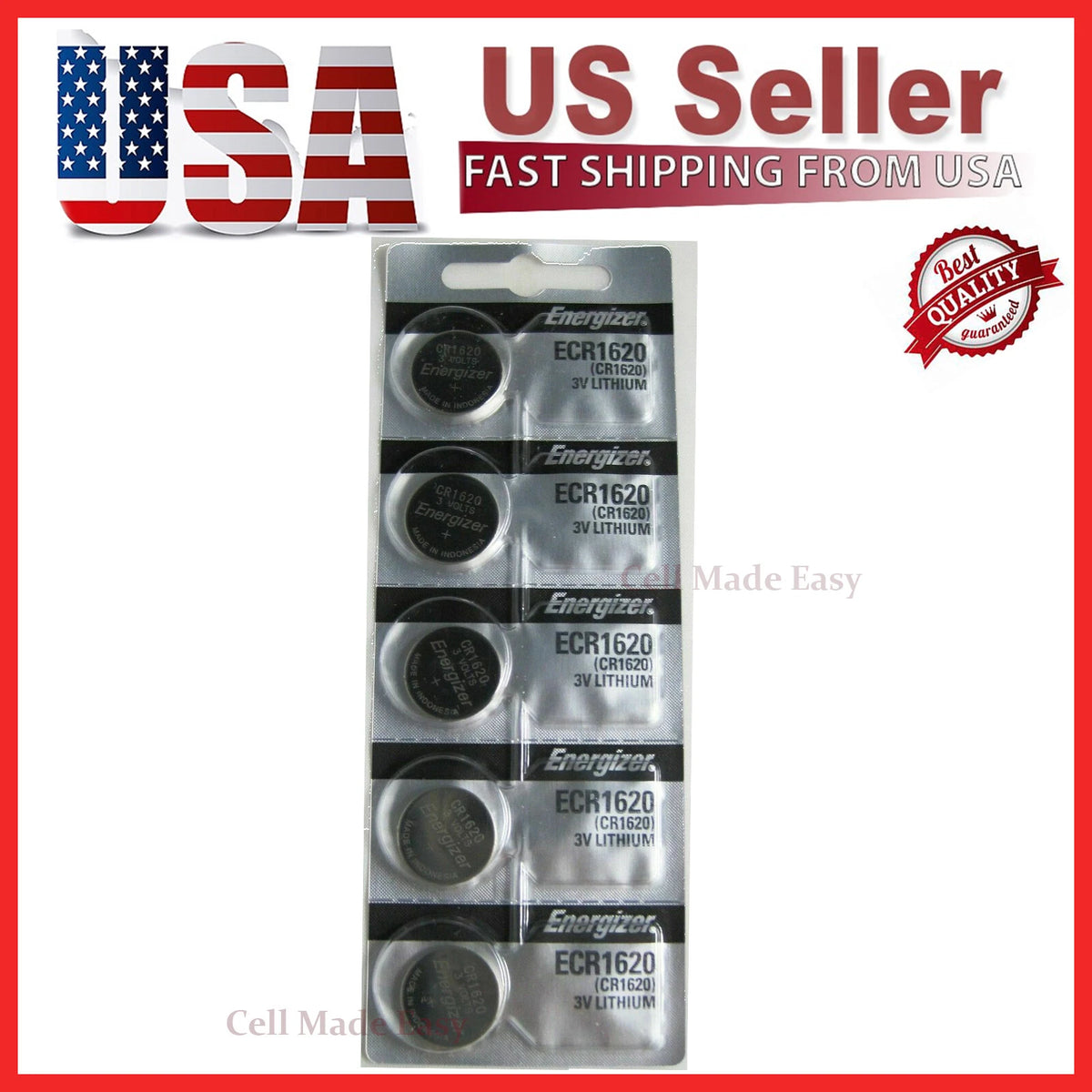 5 Piece CR1620 3V Lithium Battery for Various Devices