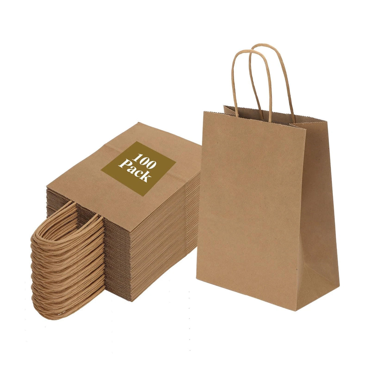 100 Pack Small Brown 5.95x3.25x8 Inch Bags for Various Uses