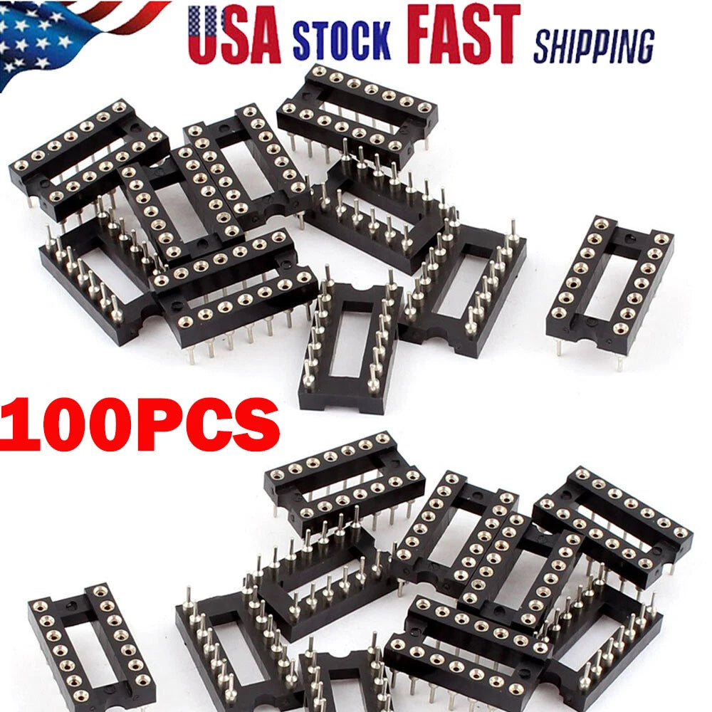 100X 14Pin DIP SIP Round IC Sockets Adaptor Solder Type Gold Plated