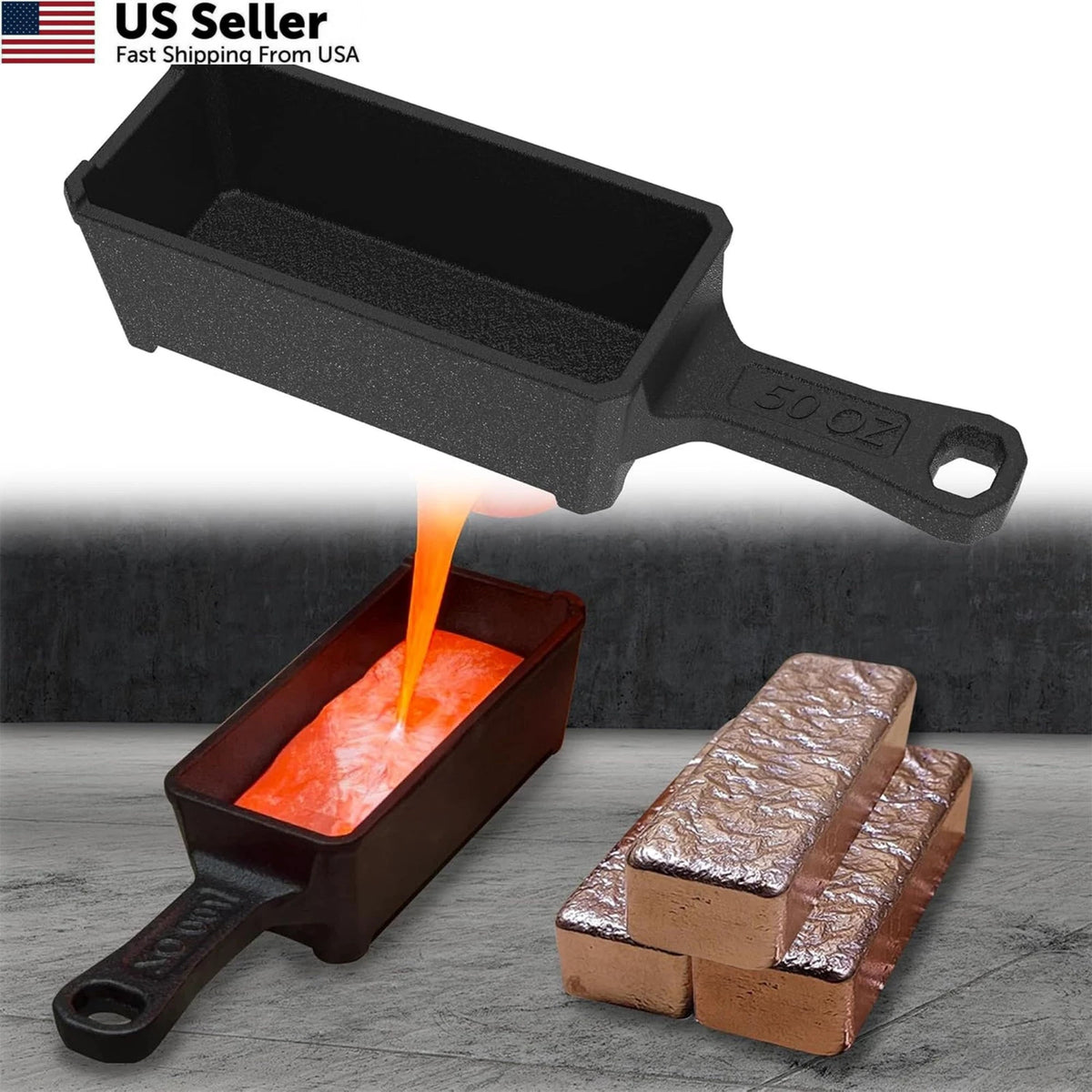 50 oz Cast Iron Loaf Ingot Mold for Gold Silver