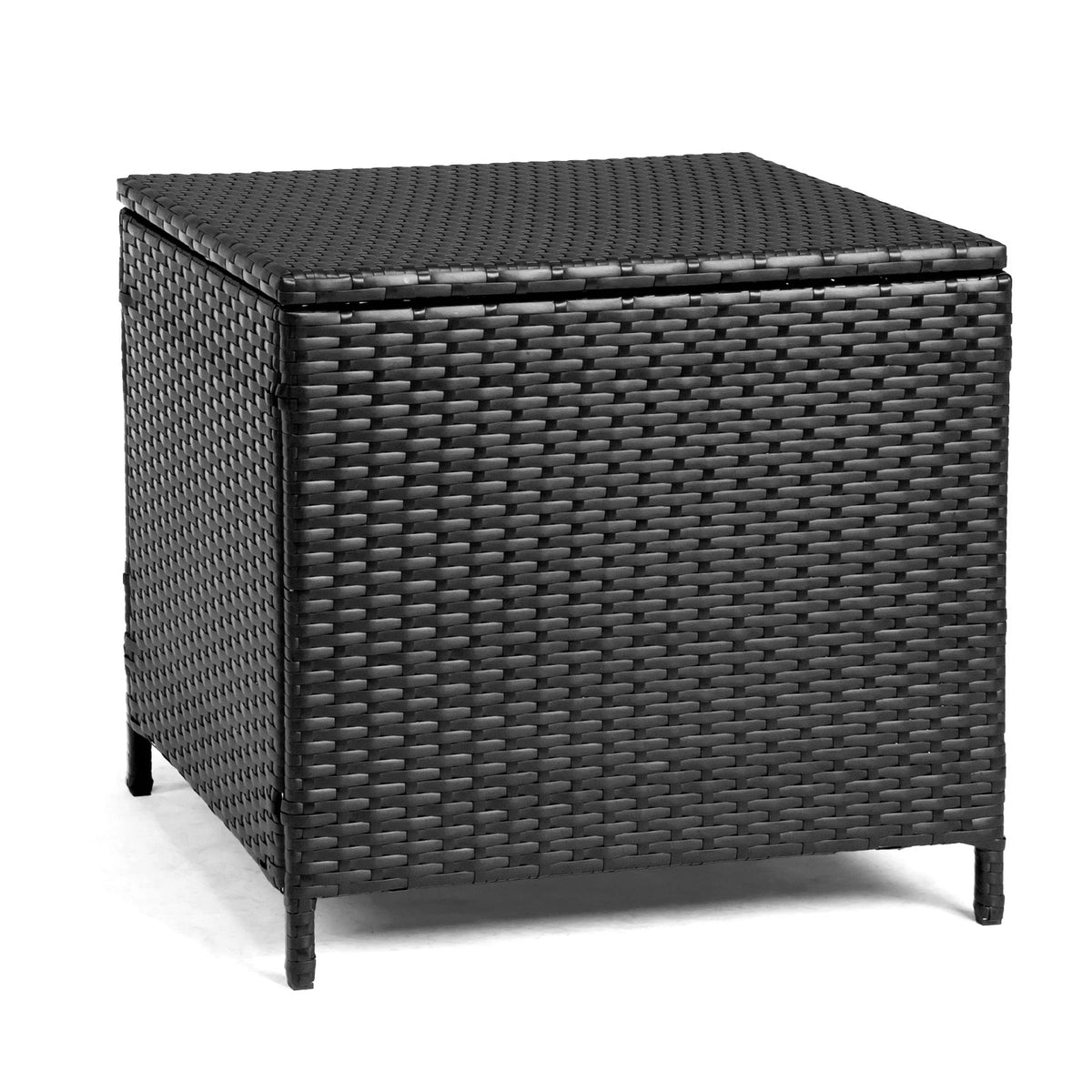 Square Rattan End Table for Patio (Indoor/Outdoor) - Black Wicker