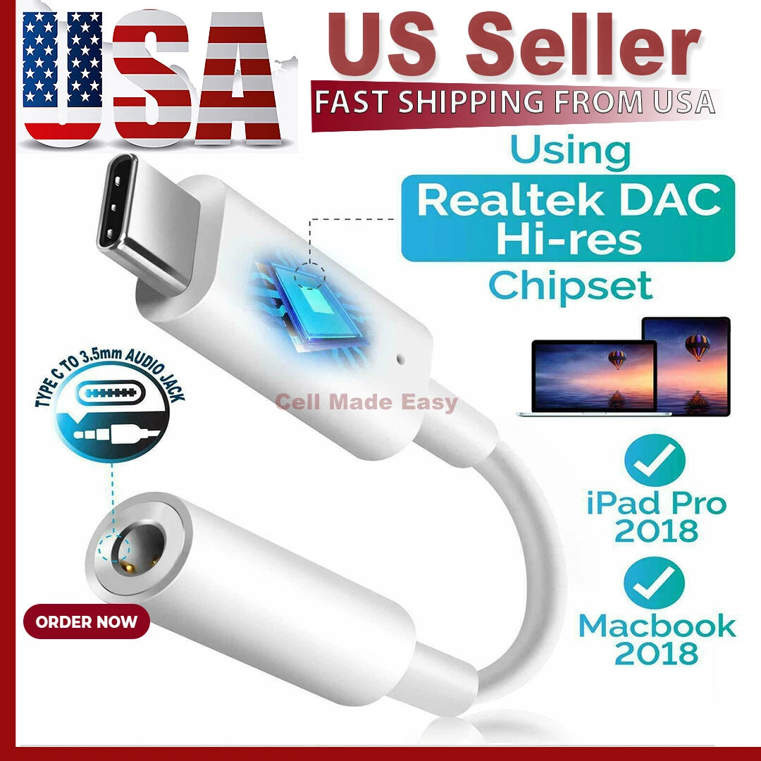 USB Type C to 3.5mm AUX Headphone Adapter for Samsung Galaxy S8 S9 Note 10