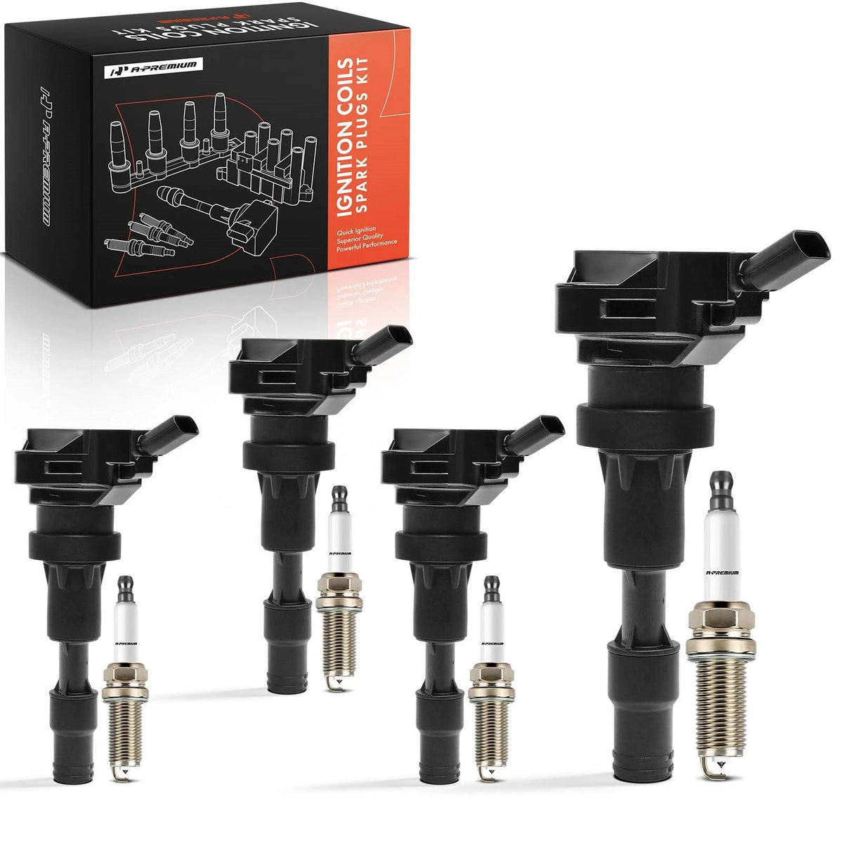 Set of 4 Ignition Coils & Spark Plugs for Elantra (2017–2021) 2730103AA0, UF-857, YR5NI332S