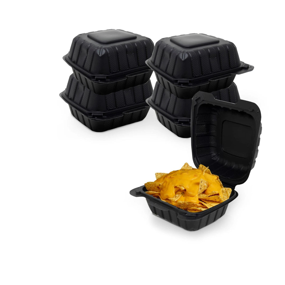 Pack of 30 Black MFPP Meal Prep Containers 6" x 6" x 3"