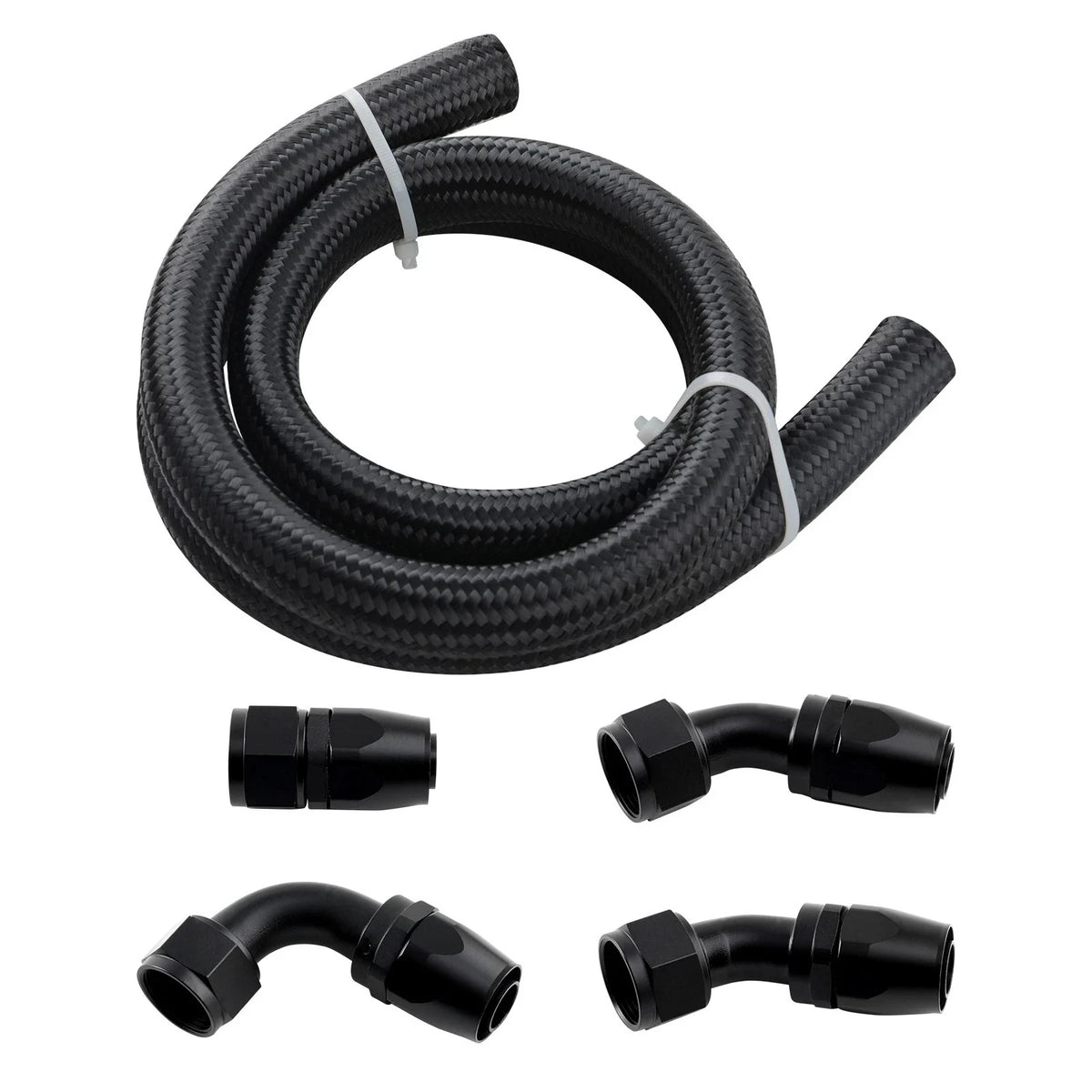 16AN Hose Fuel Line Rubber Nylon Braided 90° for Universal Applications